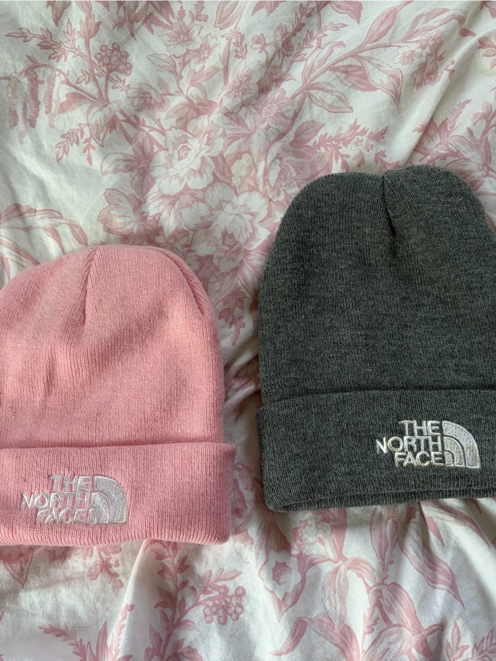 The North Face Kids Pink & Gray Logo Beanie Duo
